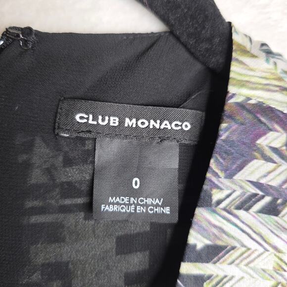 Club Monaco Sz0 100%Silk Geometric Shift SexyUnique Drop waist dress QuietLuxury - Picture 2 of 13